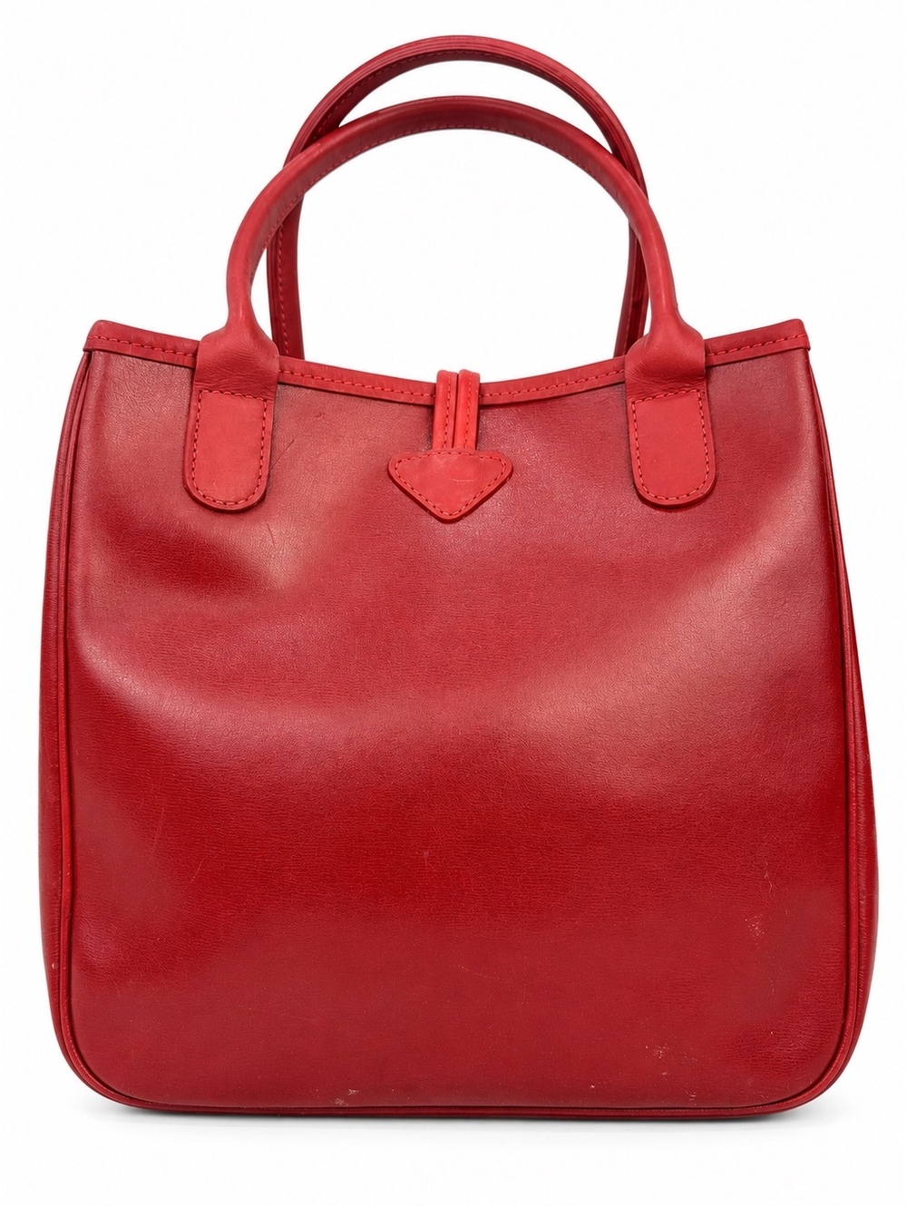 Longchamp Le Roseau Vintage Red Leather Top Handle Tote Bamboo Clasp | Pre-Loved - Picture 3 of 8
